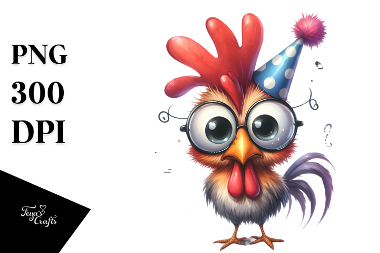 Funny Rooster Party Hat Clipart