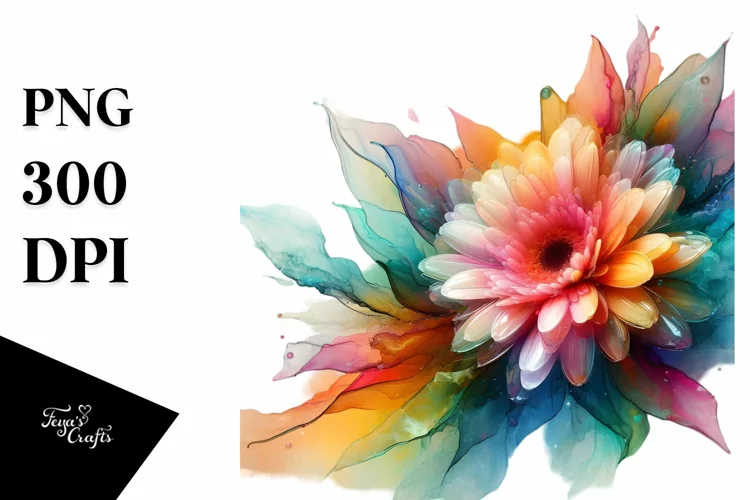 Abstract Gerbera Watercolor Splash PNG