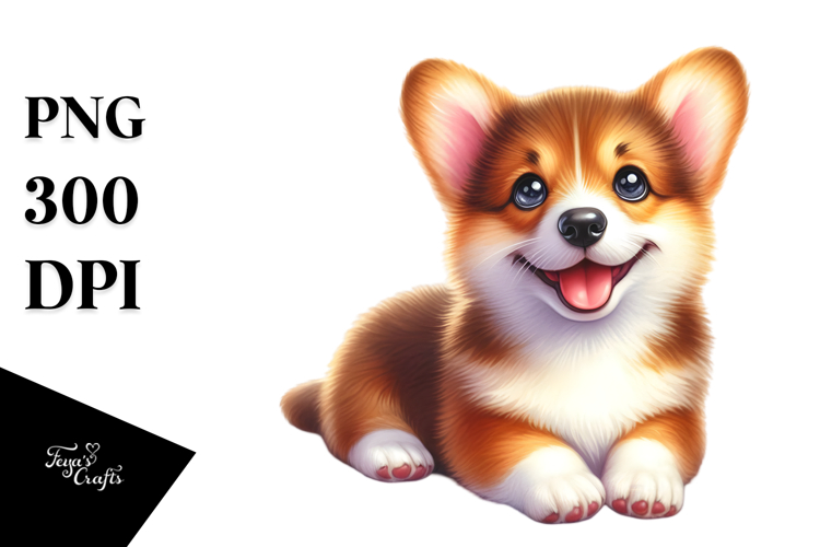 Watercolor Cute Pembroke Welsh Corgi, Happy Dog PNG