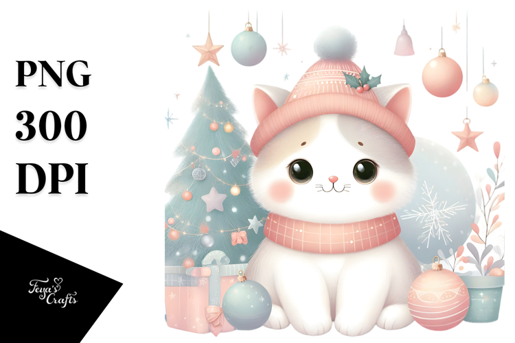 Christmas Cat Pastels, Transparent PNG