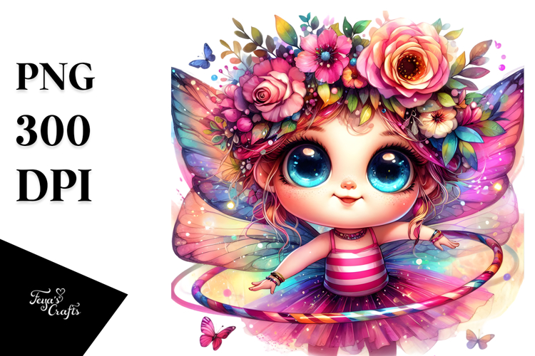 Vibrant Baby Fairy, Wearing Hula Hoop PNG