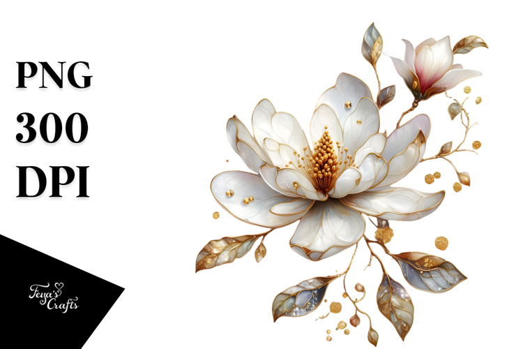 Magnolia with Watercolor Splash PNG
