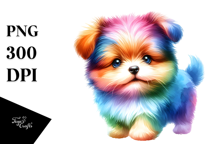 Cute Baby Dog in Style, High-Res PNG