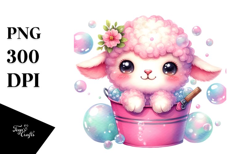 Baby Lamb in Watercolor, PNG