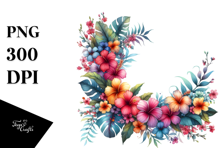 Colorful Hawaiian Flower Frame Clipart