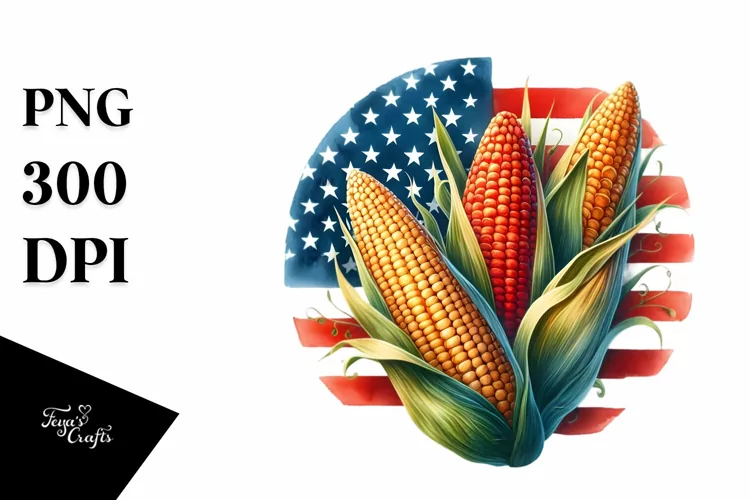 Watercolor Vintage Corn Flag Clipart
