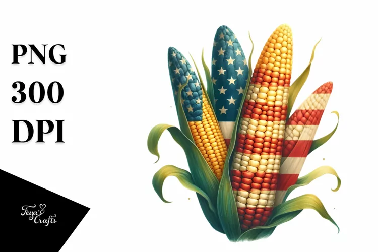 Watercolor Vintage Corn Flag Clipart