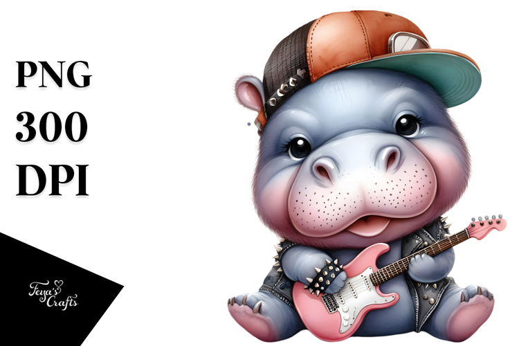 Cute Baby Hippo PNG