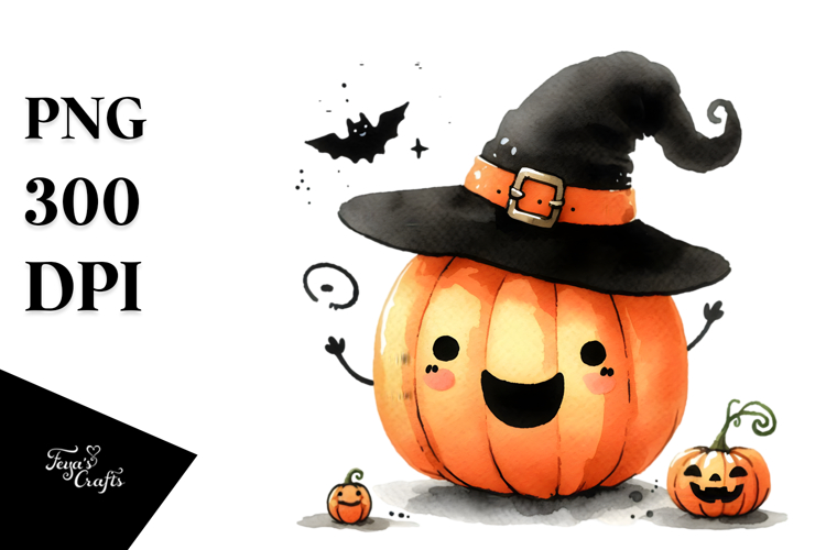 Watercolor Pumpkin Halloween Clipart PNG
