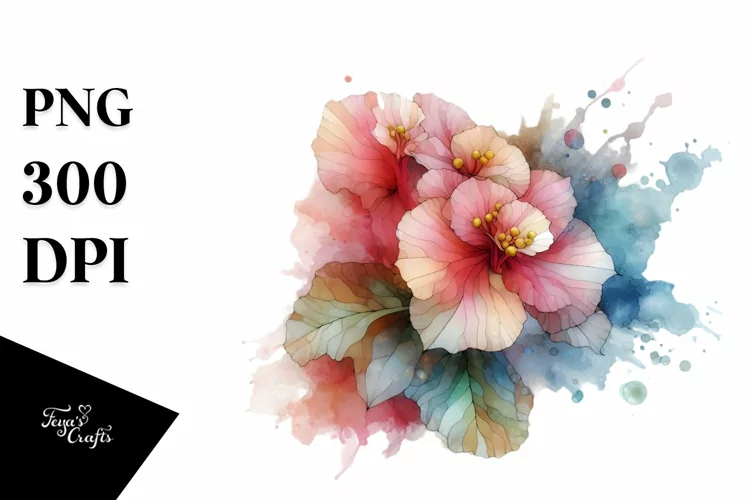 Abstract Pastel Begonia Stained PNG
