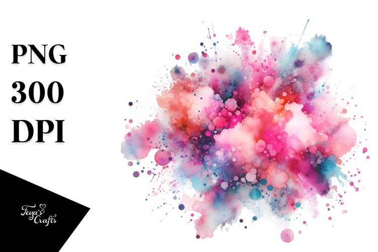 Colorful Pinkish Watercolor Particles Splash example image 1