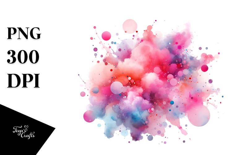 Colorful Pinkish Watercolor Particles Splash example image 1