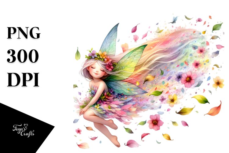 Colorful Fairy Petals Watercolor Clipart