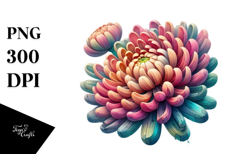 Detailed Vibrant Wooden Stained Chrysanthemum PNG