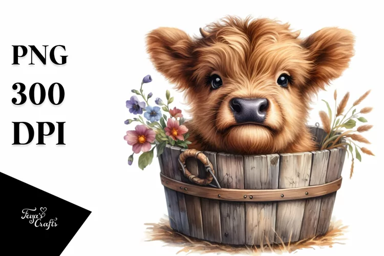 Cute Baby Highland Cow, Transparent PNG