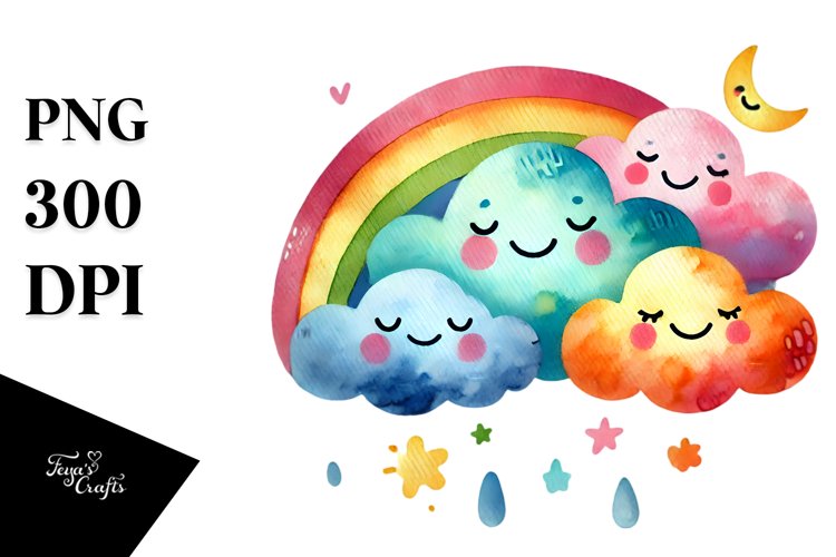 Colorful Smiling Cloud PNG