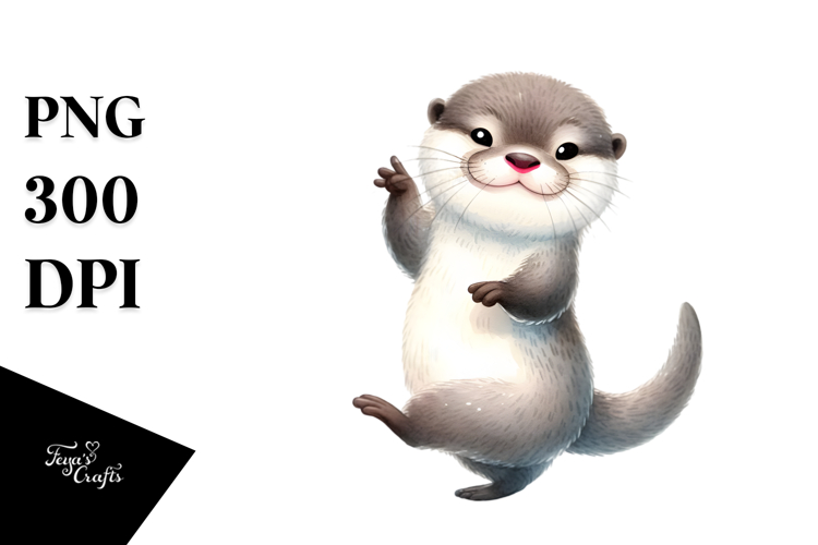 Funny Cute Otter Dancing Clipart example image 1