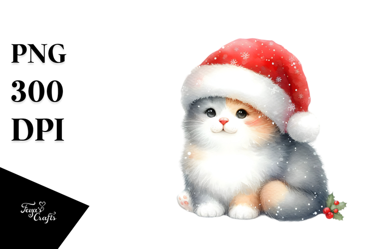 Santa Hat Cat, Transparent PNG