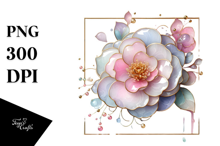 Glossy Camellia Made of -like Material PNG example image 1
