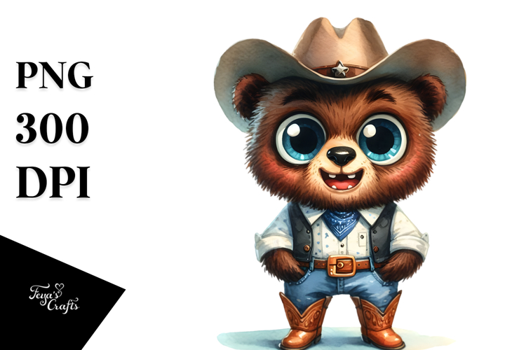 Bear Cowboy Boots Expressive | Sublimation | Clipart
