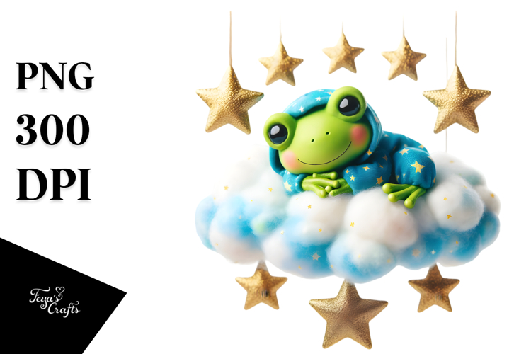 Vibrant Baby Frog Sleeping on the Cloud