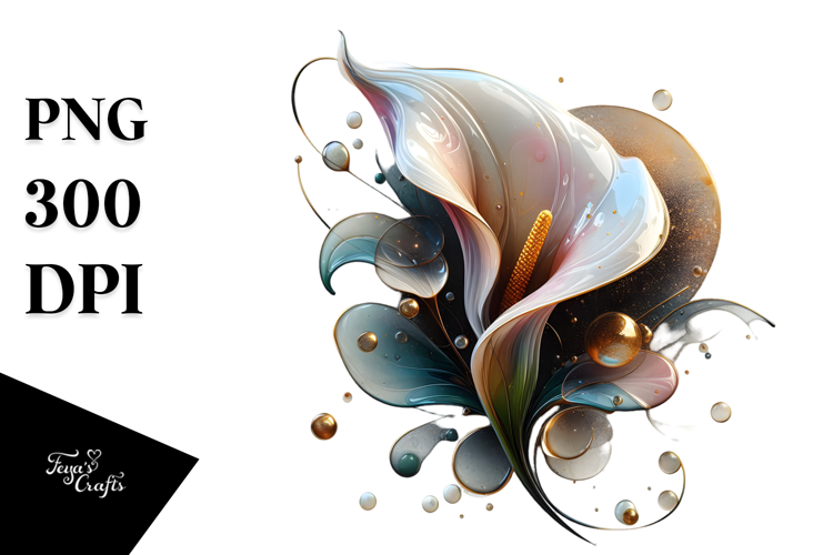 Glossy Calla Lily Watercolor Splash PNG