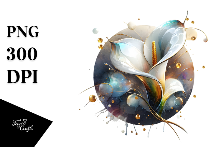 Glossy Calla Lily Watercolor Splash PNG