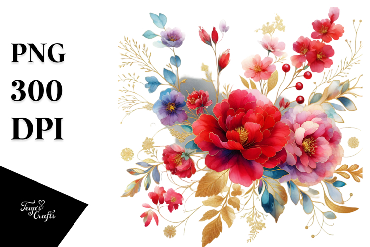 Abstract Watercolor Colorful Flower, Transparent PNG example image 1