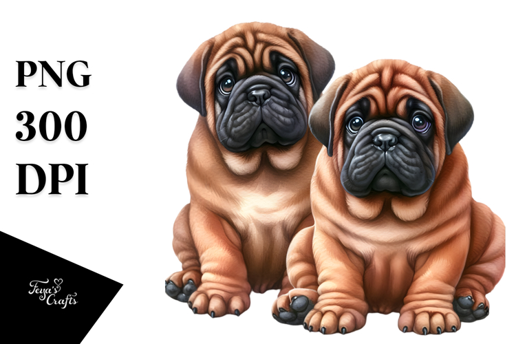 Watercolor Funny Bullmastiff Clipart