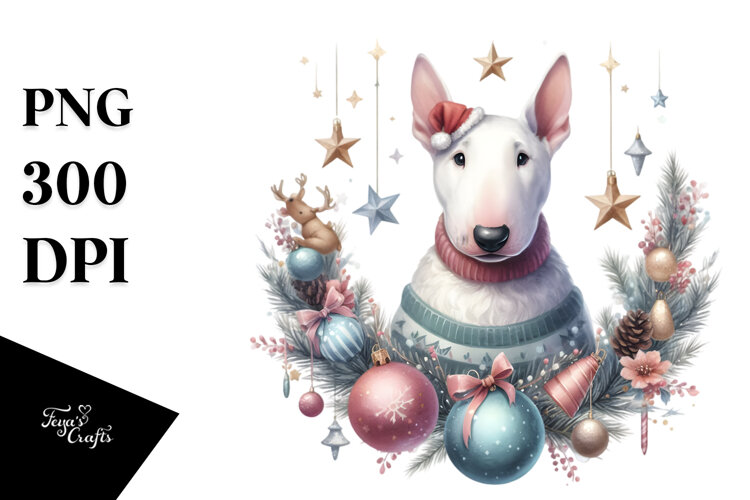 Christmas Bull Terrier Png example image 1