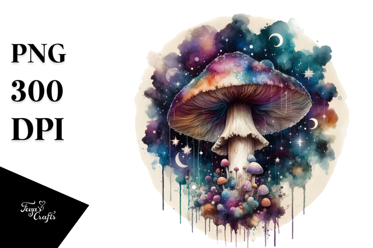 Mystical Celestial Mushroom PNG