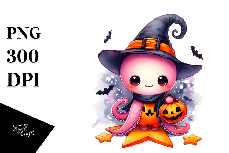 Cute Baby Octopus Star Halloween PNG