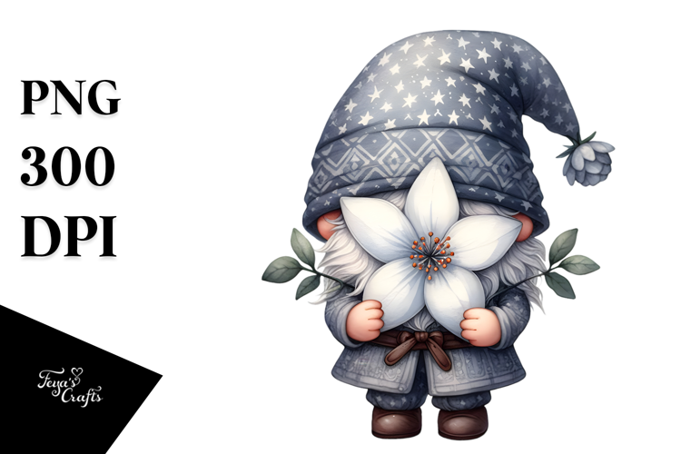 Cute Gnome with Jasmine PNG