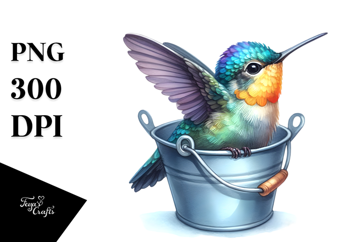 Baby Hummingbird in a Bucket | Clipart