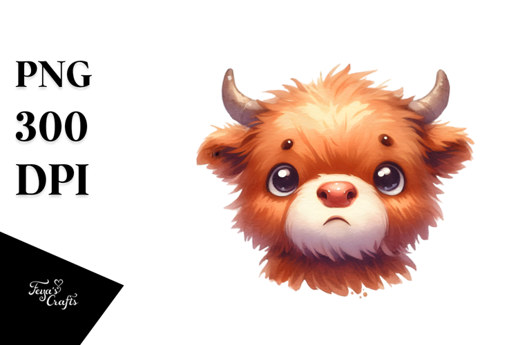 Happy Highland Cow Baby Face Expressive JPEG