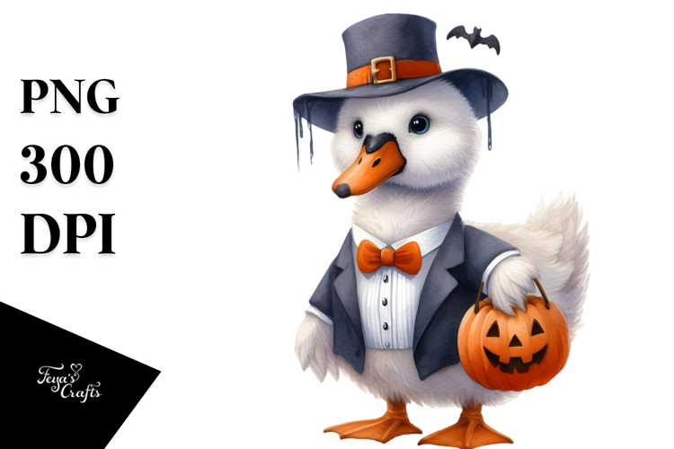 Funny Swan Wearing Halloween Suit | Clipart
