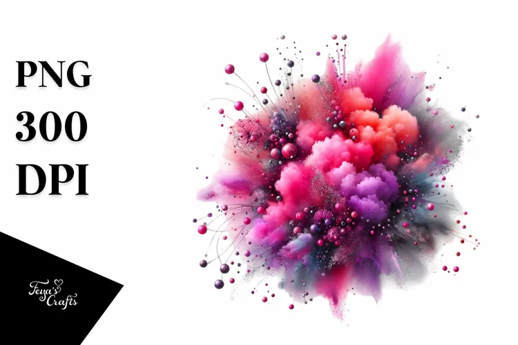 Magenta Watercolor Particles, PNG