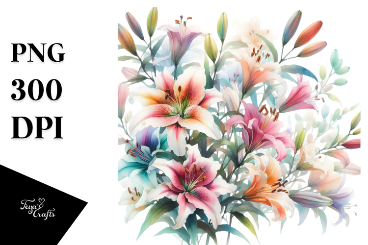 Abstract Watercolor Colorful Lily, Transparent PNG