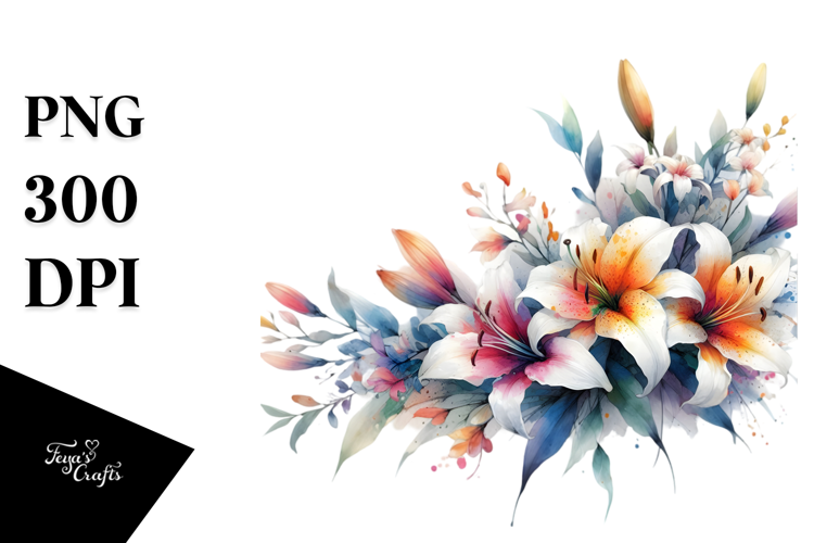 Abstract Watercolor Colorful Lily, Transparent PNG