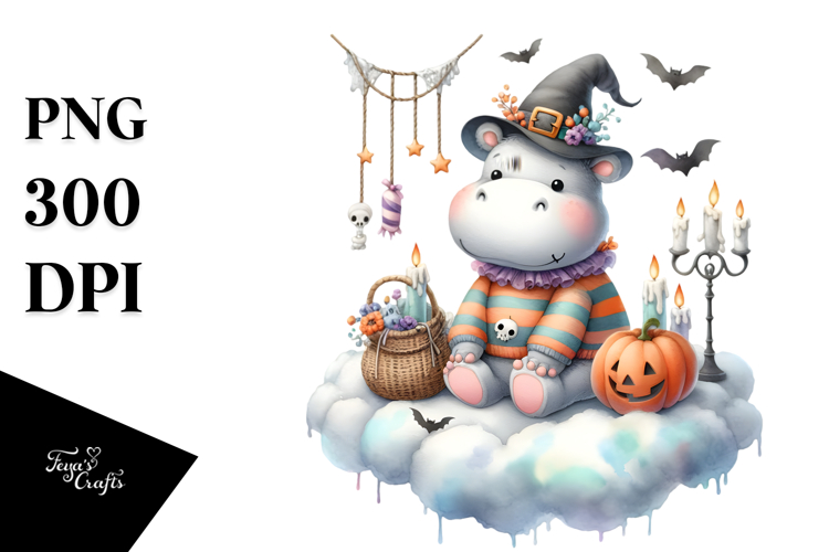 Hippo In Halloween Costume PNG