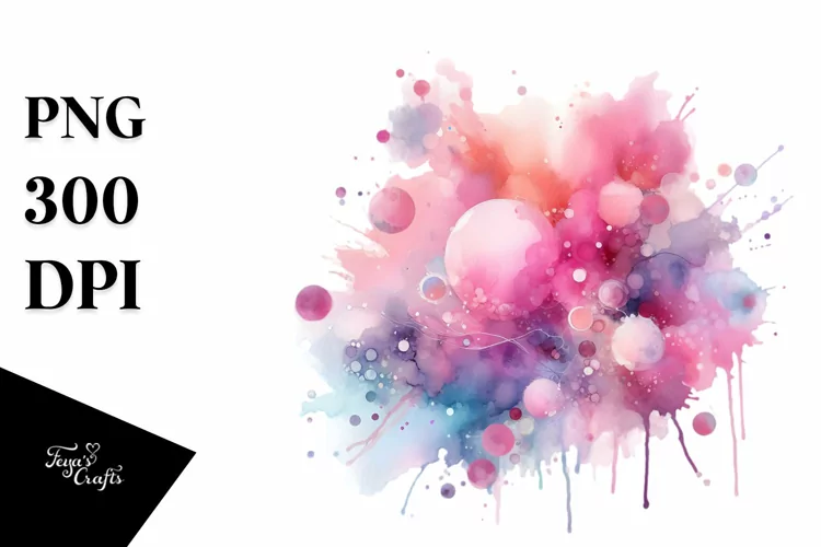 Pinkish Watercolor Splash, PNG