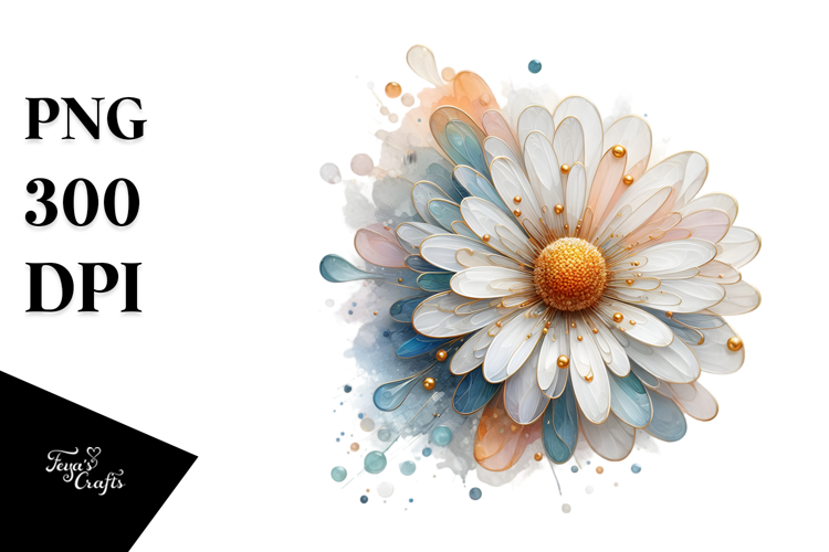 Abstract Daisy Watercolor Splash