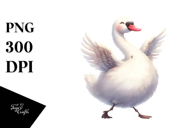 Funny Wimsical Swan Dancing | Clipart