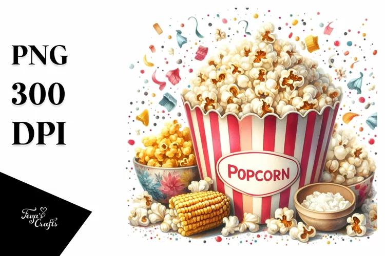 Vintage Oilish Popcorn Confetti Watercolor | Sublimation |