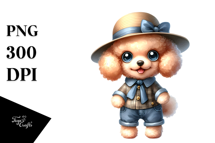 Baby Poodle Watercolor Clipart