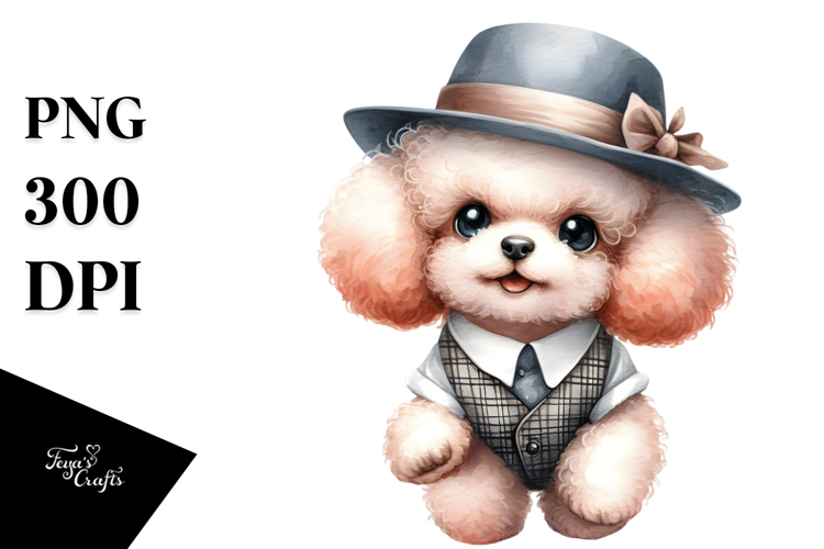 Baby Poodle Watercolor Clipart