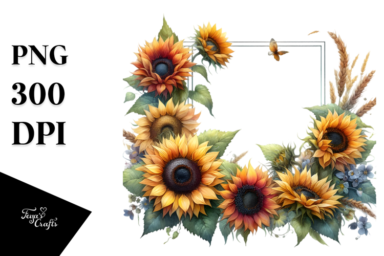 Vibrant Sunflower Frame | Sublimation Clipart