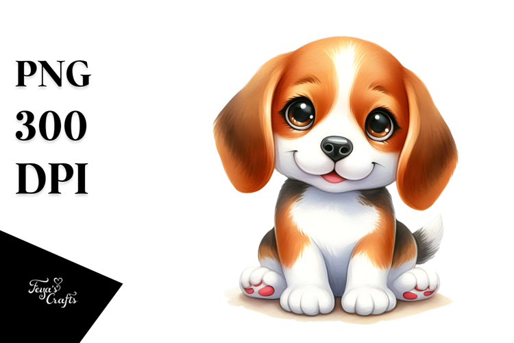 Cute Beagle with Big Eyes PNG