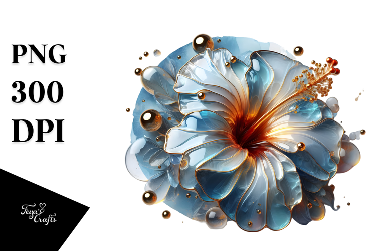 Abstract Hibiscus with Golden Insertions