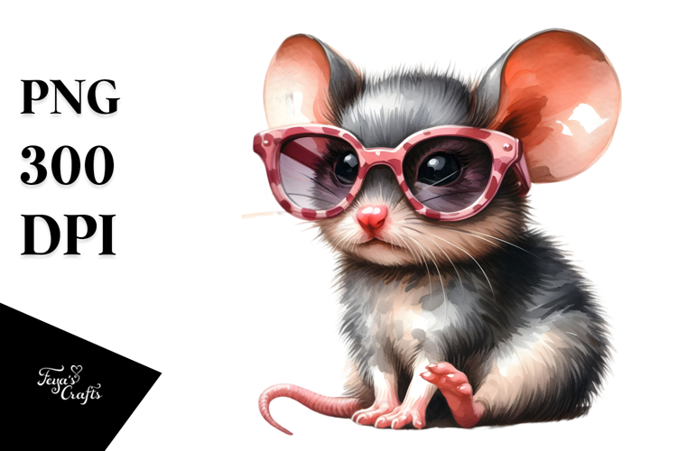 Sitting Baby Mouse with Sunglasses | Sublimation | Clipart